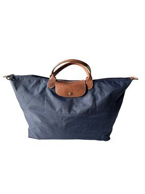 LONGCHAMP Paris Le Pliage Navy Blue Extra Large Shoulder Tote Bag Gold/Silver